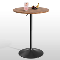 Hulker Round Pub Dining Table Height Adjustable With Wooden Tabletop